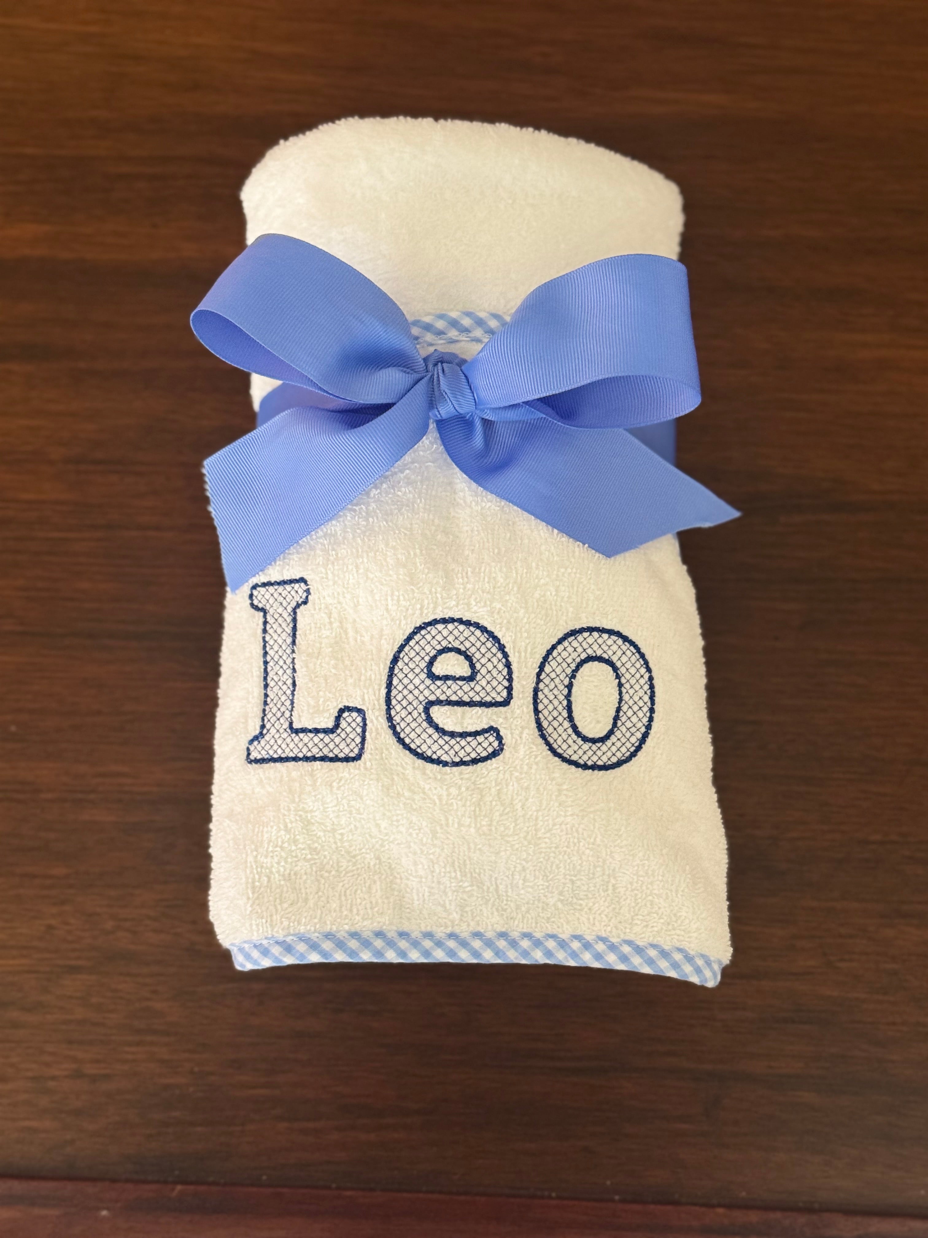 Embroidered hooded baby towel