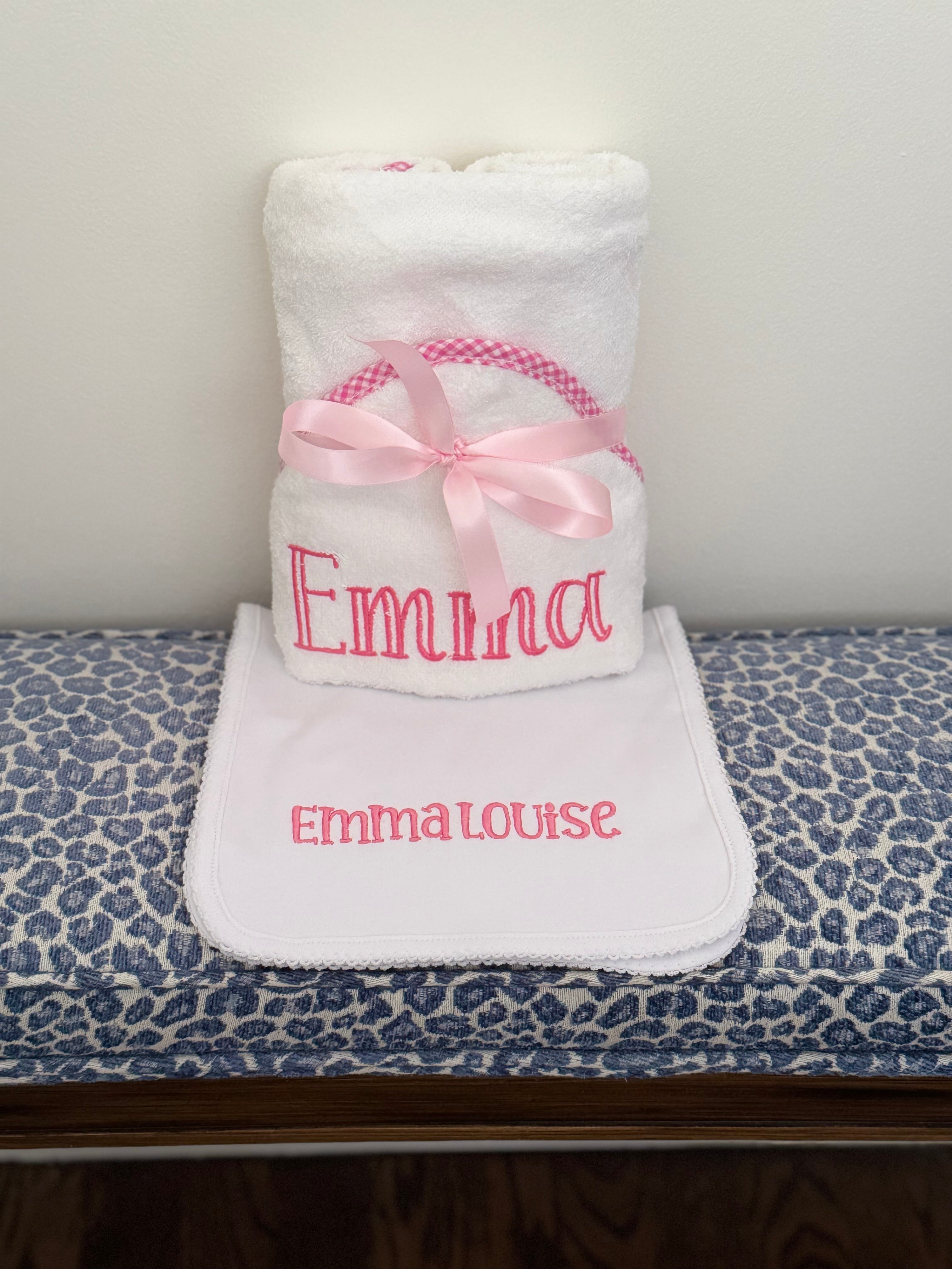 Embroidered hooded baby towel